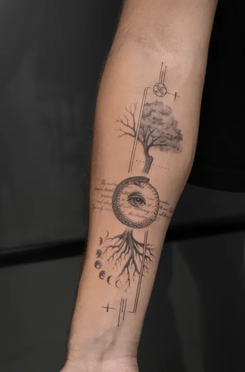 Tatuaje de Maff Leal en microrealismo